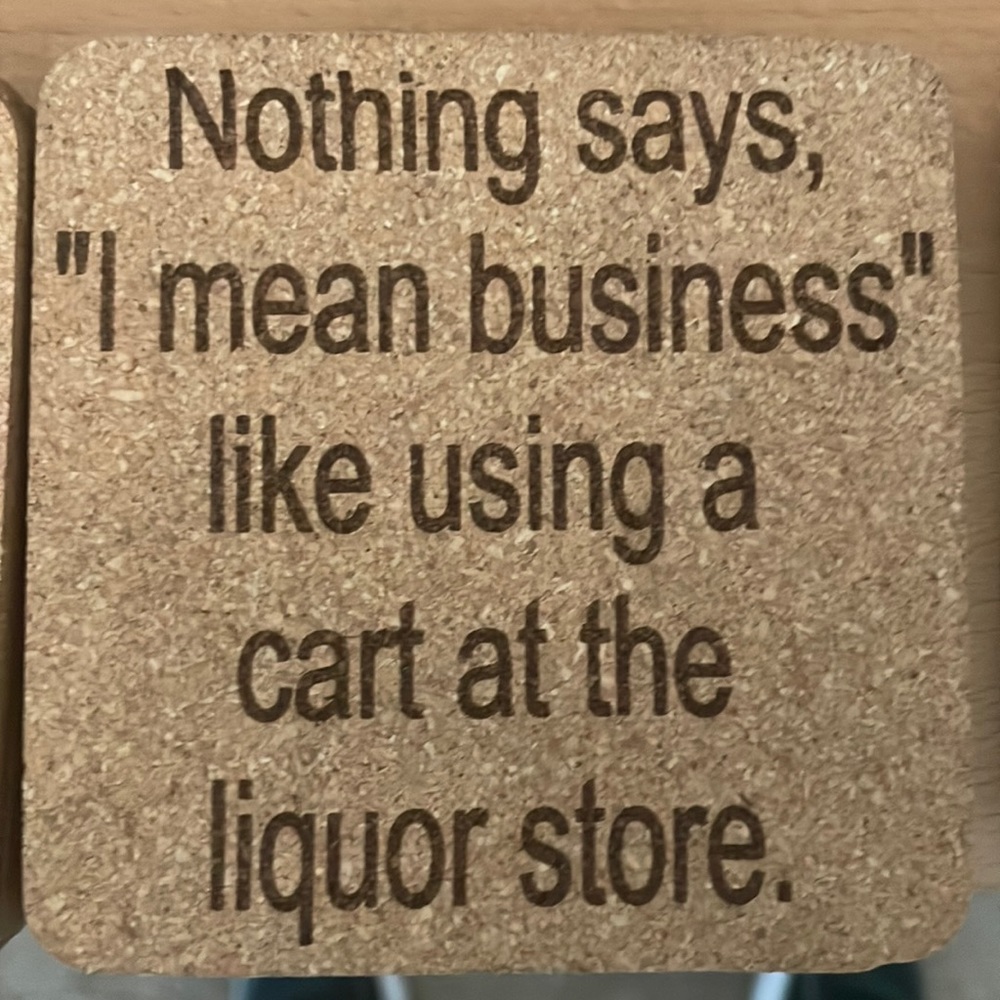 Engraved cork coasters
